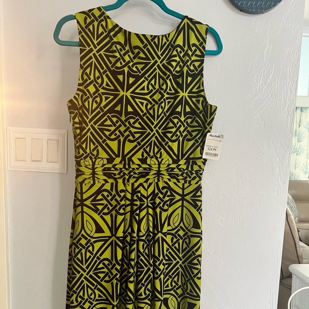 NWT Cynthia Rowley Navy & Green Fit and Flare Dress